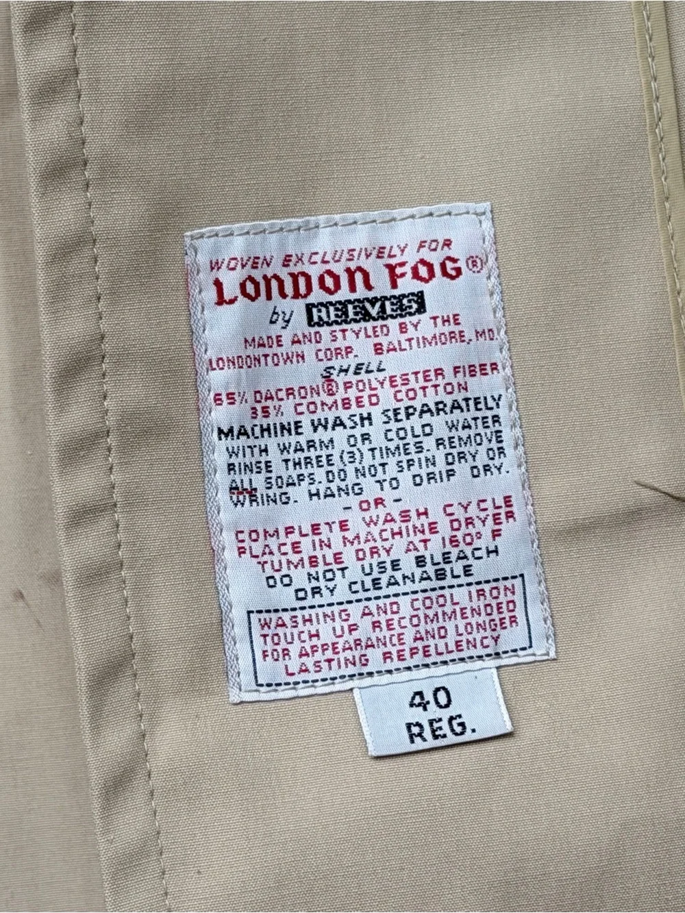 Vintage London Fog Tan Single-Breasted Trench Coat - Hidden Button Mac Jacket 40